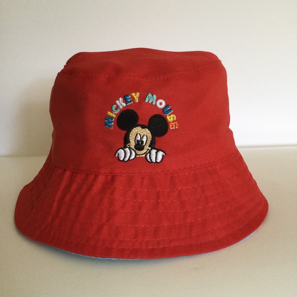 Mickey Mouse Disney Junior Red Reversible Bucket Hat Blue Kids Universal Unisex